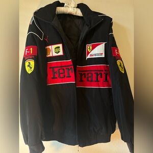 Unisex Ferrari Jacket Black & Red Retro Y2K Embroidered